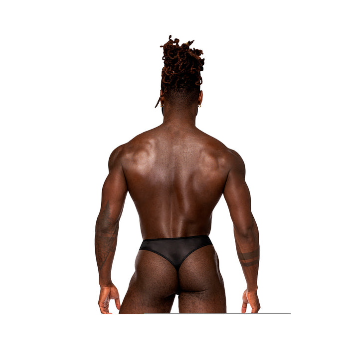 Male Power Sassy Lace Open Ring Thong Black L/XL