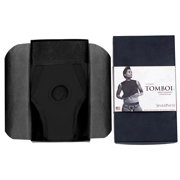 SpareParts Tomboi Nylon Briefs Harness Black Size 5XL