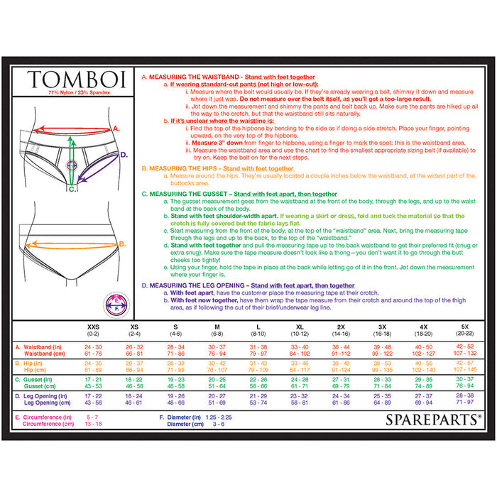 SpareParts Tomboi Nylon Briefs Harness Black Size 5XL