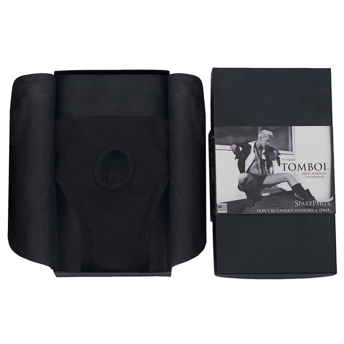 SpareParts Tomboi Rayon Briefs Harness Black Size XS