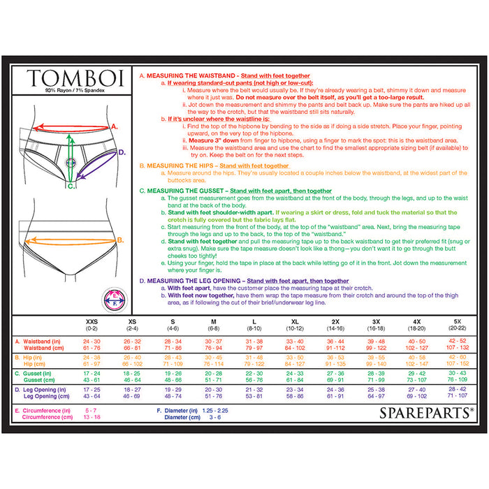 SpareParts Tomboi Rayon Briefs Harness Black Size 5XL