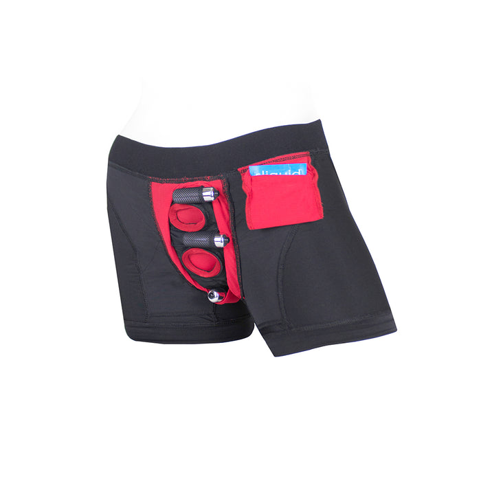 SpareParts Tomboii Nylon Boxer Briefs Harness Black/Red Size XXS