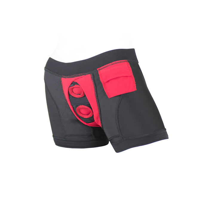 SpareParts Tomboii Nylon Boxer Briefs Harness Black/Red Size XS