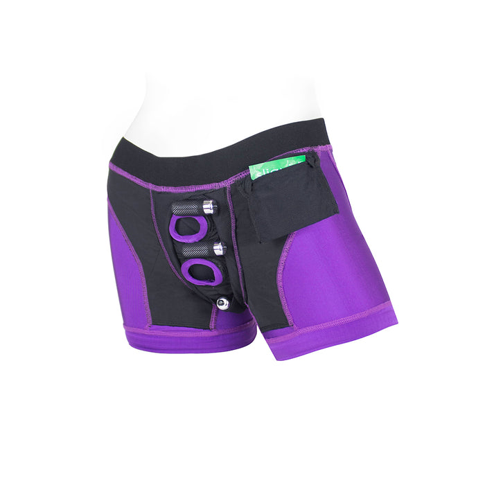 SpareParts Tomboii Nylon Boxer Briefs Harness Purple/Black Size M