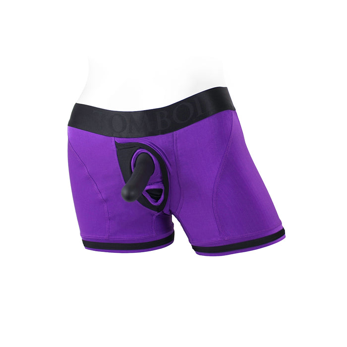 SpareParts Tomboii Nylon Boxer Briefs Harness Purple/Black Size XL