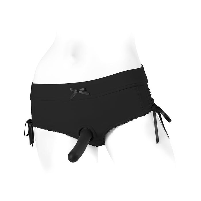 SpareParts Sasha Cinch Booty Short Harness Black Size XS