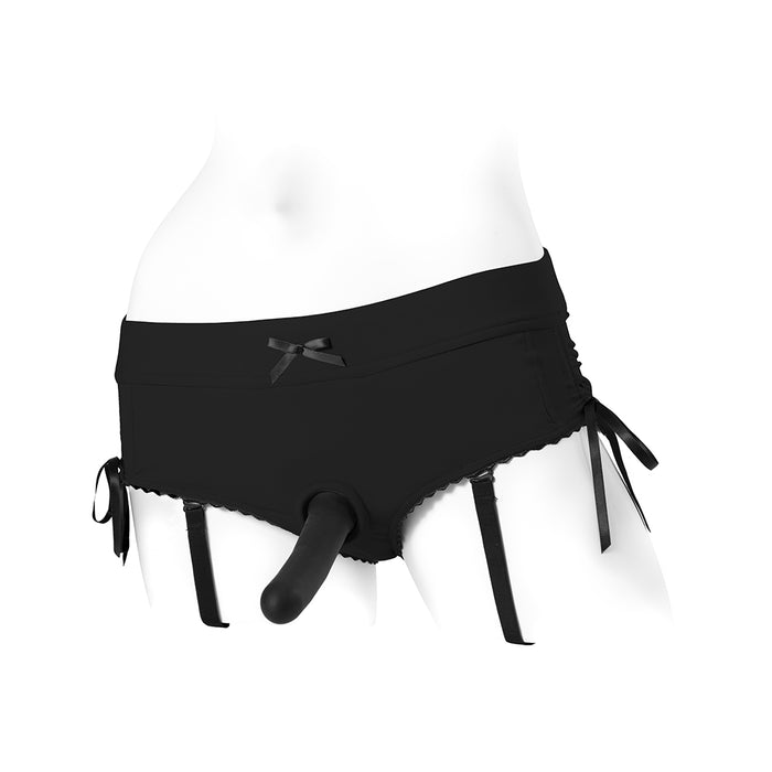 SpareParts Sasha Cinch Booty Short Harness Black Size 3XL