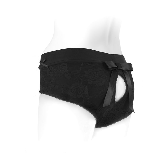 SpareParts Bella Cleavage Booty Short Harness Black Size XXS