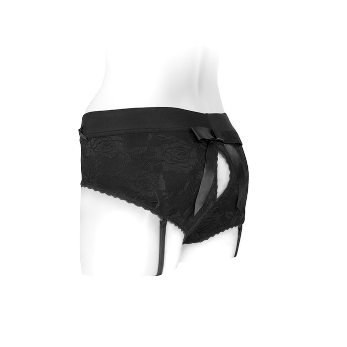 SpareParts Bella Cleavage Booty Short Harness Black Size XXS