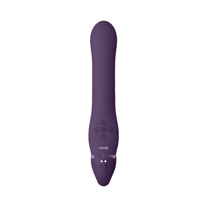 VIVE AI Rechargeable Dual Vibrating & Air Wave Tickler Silicone Strapless Strapon Purple
