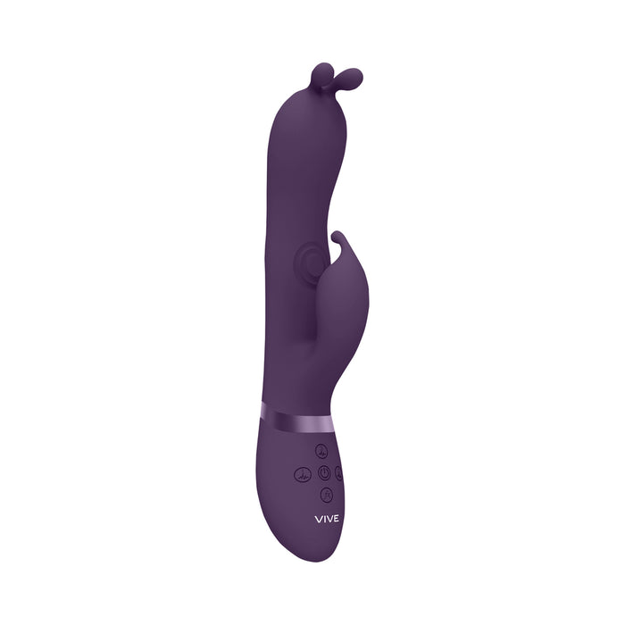 VIVE GADA Rechargeable Vibrating Silicone Bunny Ear G-Spot Rabbit with Pulse Wave Shaft Purple