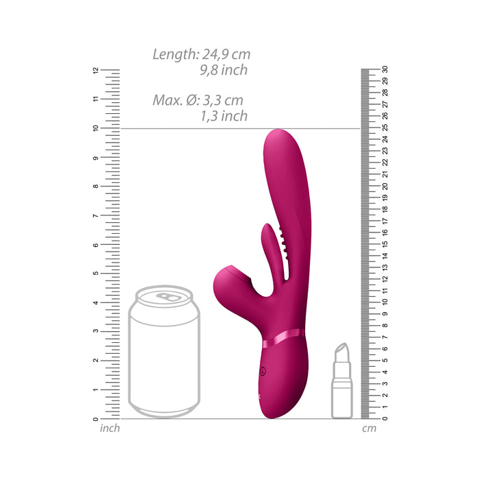 VIVE ENA Rechargeable Thrusting Silicone G-Spot Vibrator with Flapping Tongue and Air Wave Stimulator Pink