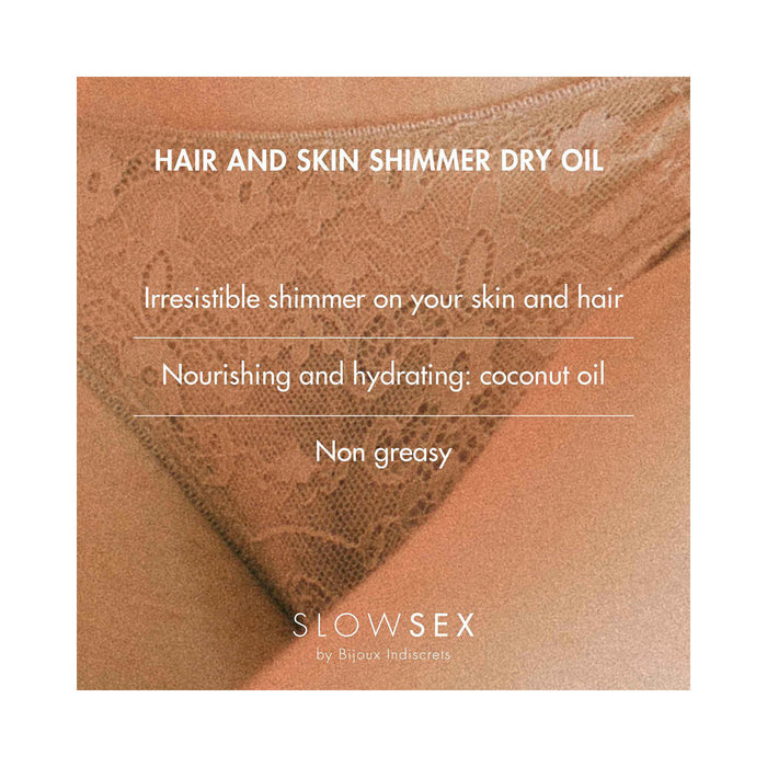 Bijoux Indiscrets Slow Sex Hair & Skin Shimmer Dry Oil 1 oz.