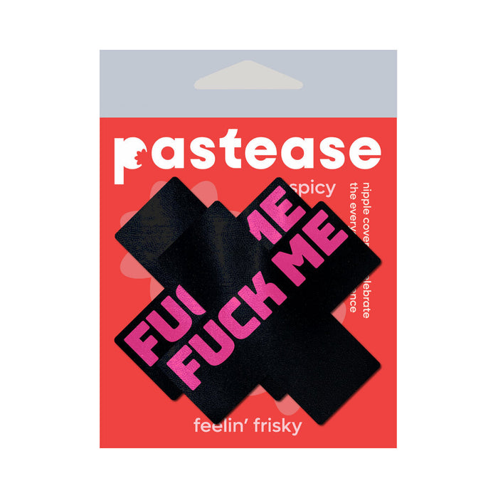 Pastease Fuck Me Crosses Pasties Black/Pink