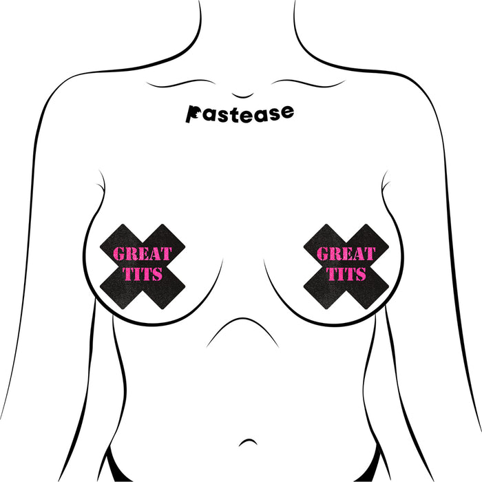 Pastease 'Great Tits' Crosses Pasties Black/Pink