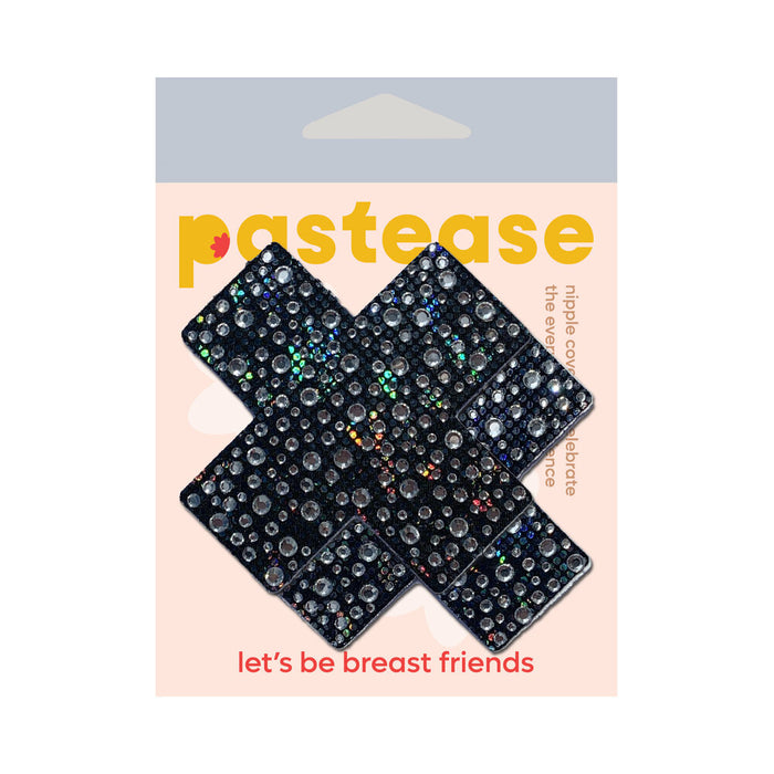 Pastease Crystal Sparkling Crosses Pasties Black