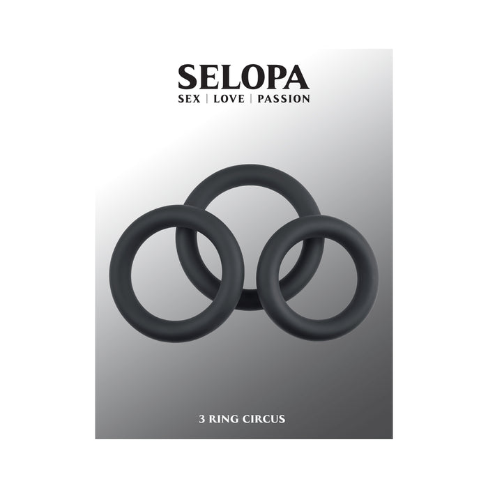 Selopa 3 Ring Circus Cock Ring Set Silicone Black