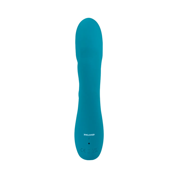 Evolved Fierce Flicker Rechargeable Dual Stim Vibe Silicone Teal