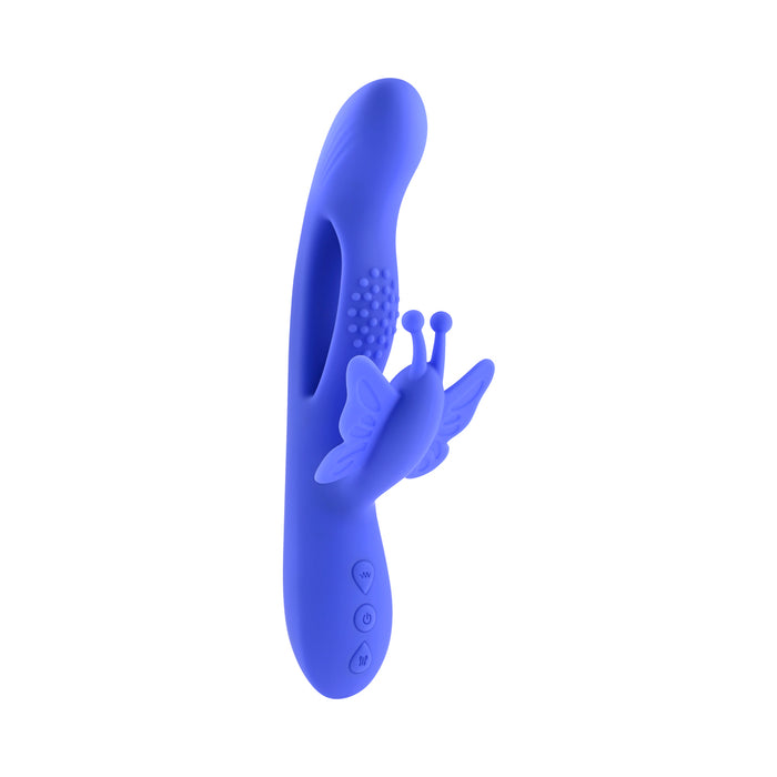 Evolved Butterfly Dreams Rechargeable Dual Stim Vibe Silicone Blue