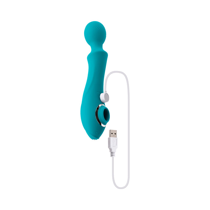 Evolved Wanderful Sucker Rechargeable Wand with Suction Silicone Teal