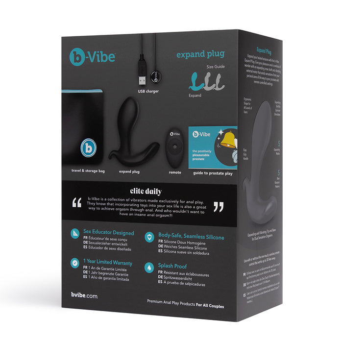 b-Vibe Expand Expanding and Vibrating Remote Control Plug Black