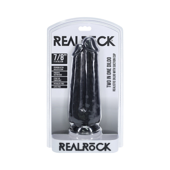 RealRock Two in One 7 in. / 8 in. Dildo Black