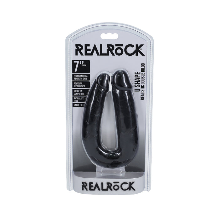 RealRock 7 in. U-Shaped Double Dildo Black