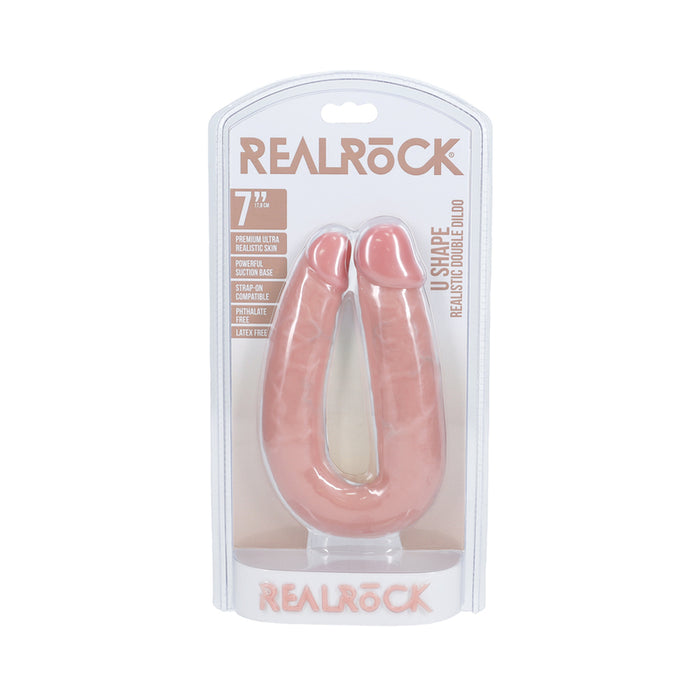 RealRock 7 in. U-Shaped Double Dildo Beige