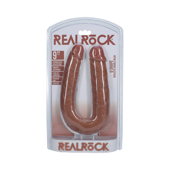 RealRock 9 in. U-Shaped Double Dildo Tan