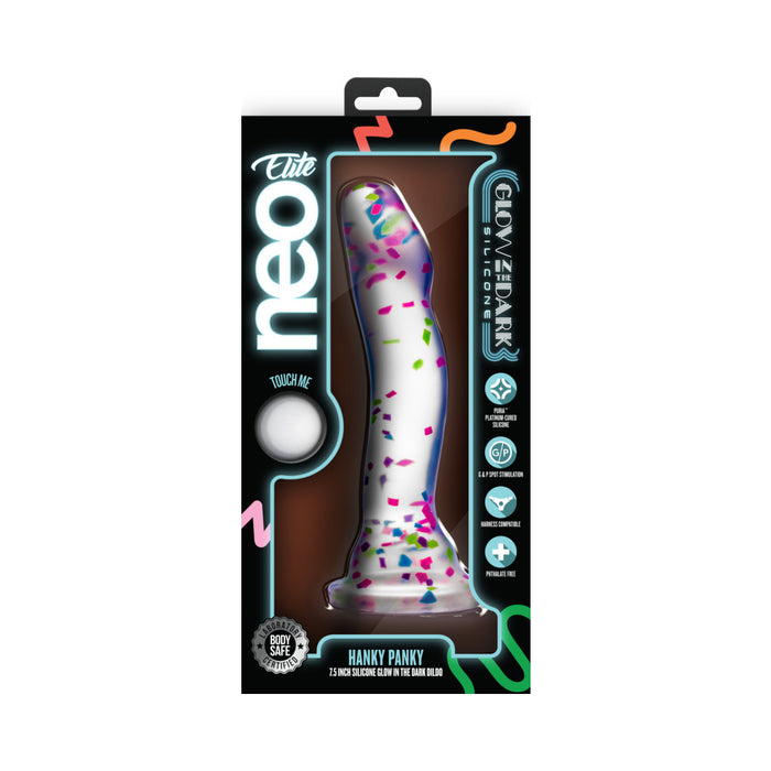 Neo Elite Hanky Panky 7.5 in. Glow-in-the-Dark Silicone Confetti Dildo