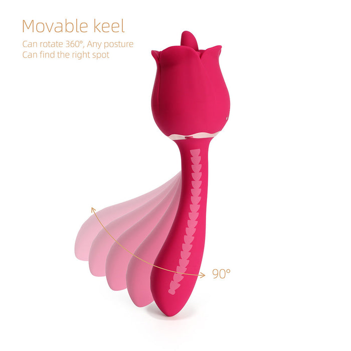 Honey Play Box Rhea The Rose Clit Tongue Licking Vibrator and G-spot Massager Red