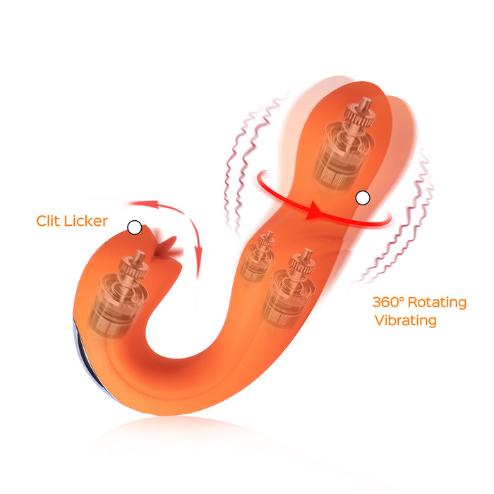 Honey Play Box Joi Rotating Head G-spot Vibrator and Clit Licker Orange