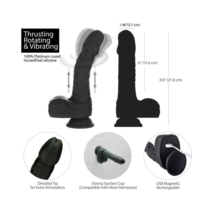 Naked Addiction Noir 8.6 in. Rotating and Thrusting Vibrating Dildo with Remote