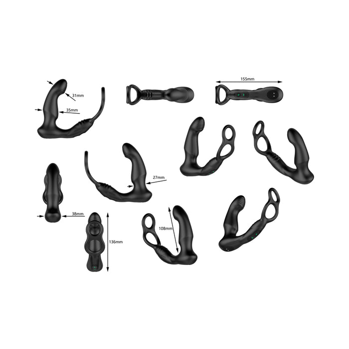Nexus Simul8 Wave Edition Prostate Massager with Cock and Ball Ring Black