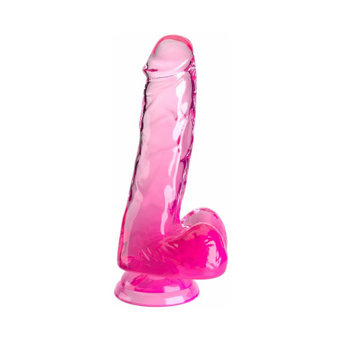 King Cock Clear with Balls 6in Pink