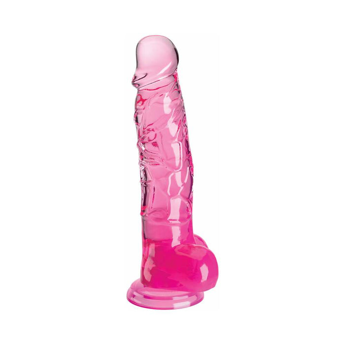 King Cock Clear with Balls 8in Pink