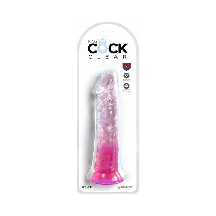 King Cock Clear 8in Pink