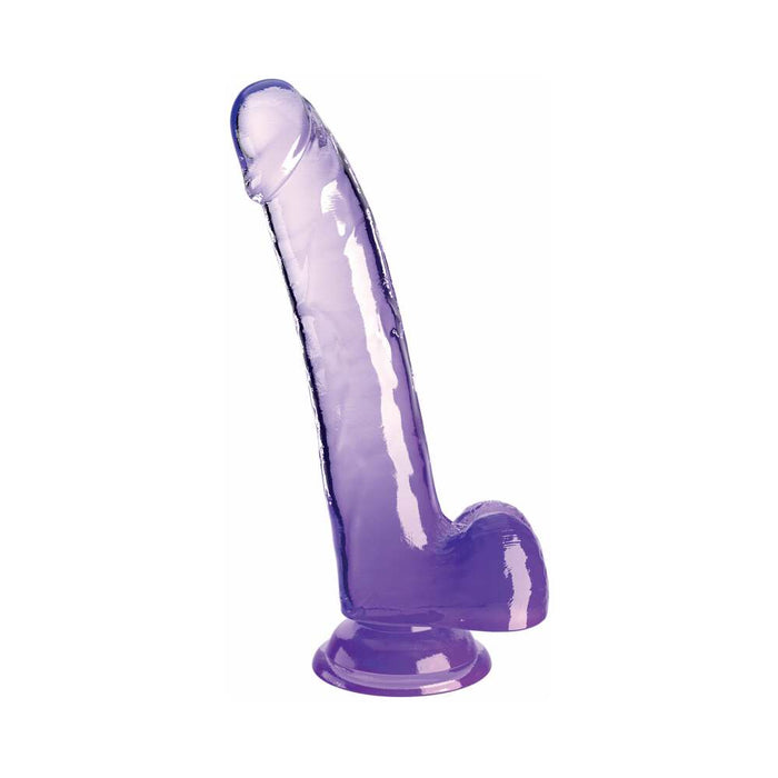 King Cock Clear with Balls 9in Purple