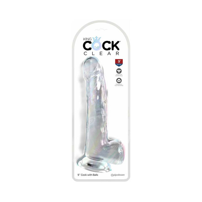 King Cock Clear with Balls 9in Clear