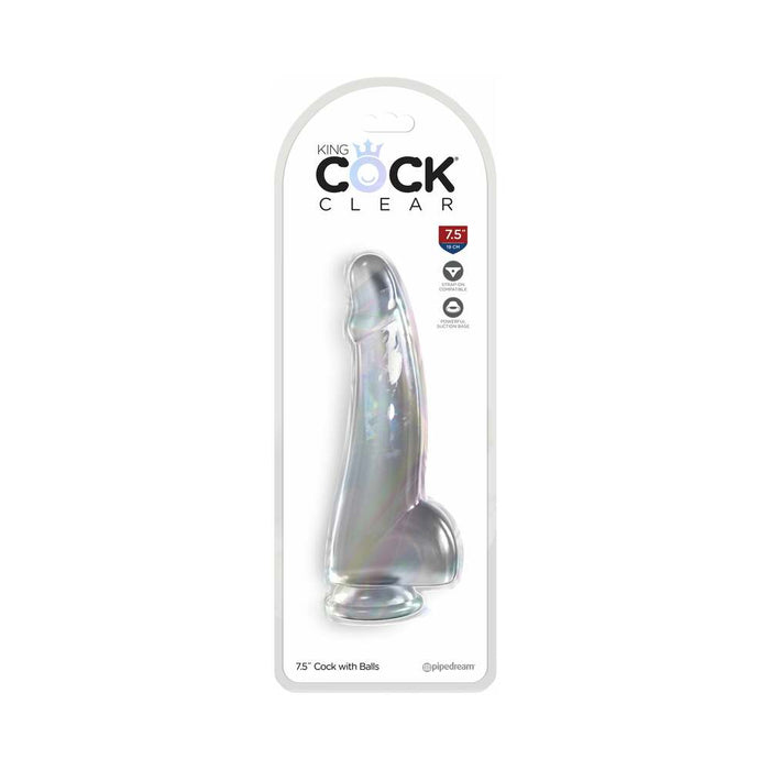King Cock Clear with Balls 7.5in Clear