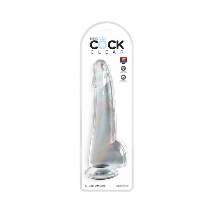 King Cock Clear with Balls 10in Clear