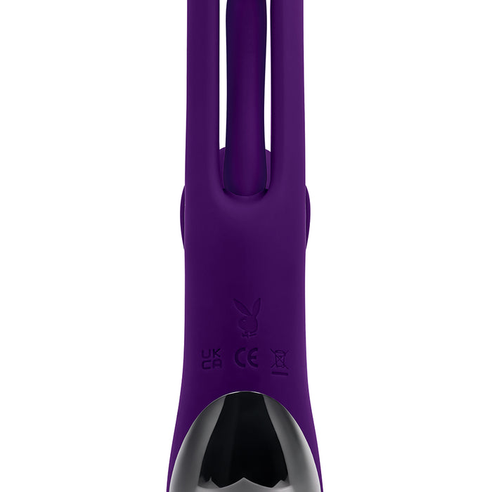 Playboy The Thrill Rechargeable Silicone Dual Stim Vibrator with Flapper Acai