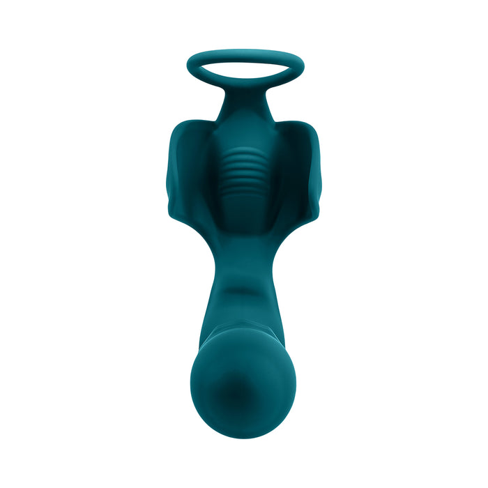 Playboy Bring It On Rechargeable Silicone Thrusting Anal Plug with Vibrating Ball Cradle Deep Teal