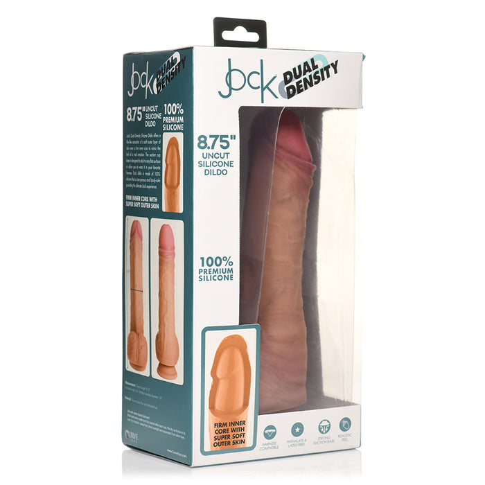 Jock Uncut 8.75 in. Dual Density Silicone Dildo with Balls Light