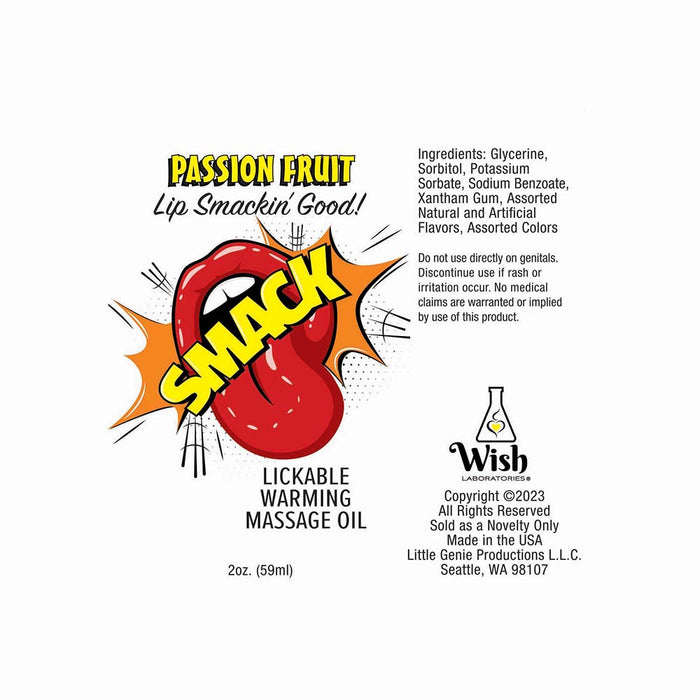 Smack Lickable Massage Oil Passion Fruit 2 oz.