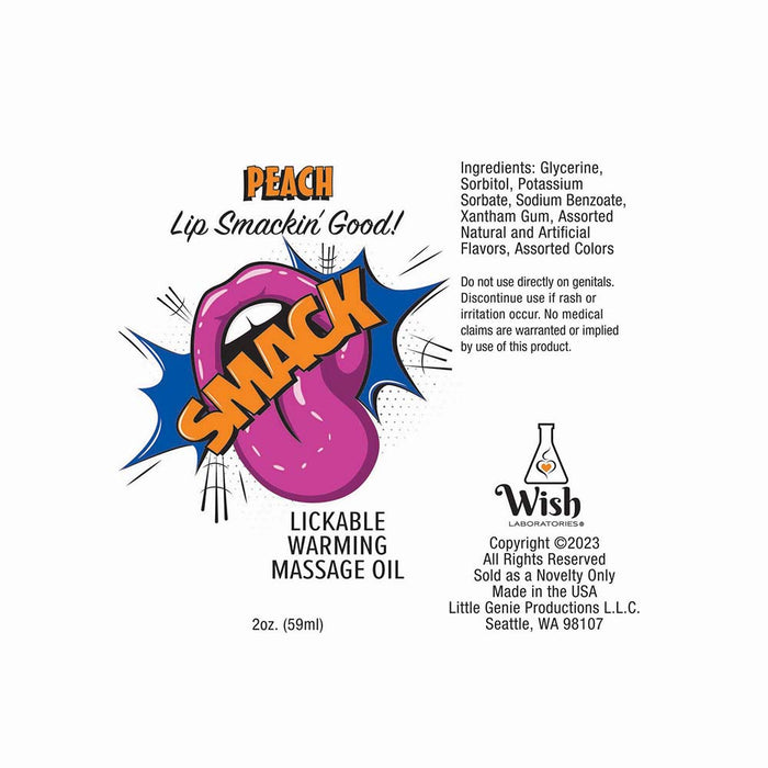 Smack Lickable Massage Oil Peach 2 oz.