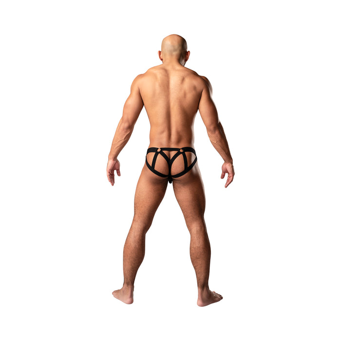 Male Power KaleiDickscope Strappy Ring Jock Black L/XL