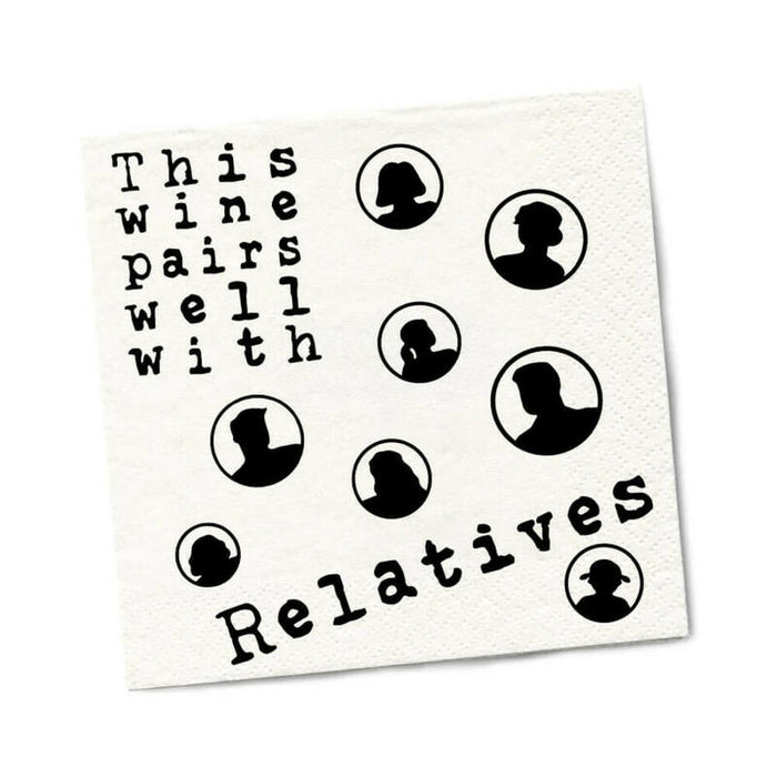 Twisted Wares Wine Pairs Well With Relatives Napkins 20-Pack